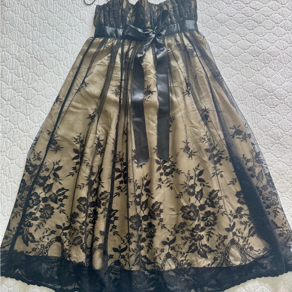 Zara Black and Tan Floral Midi Dress